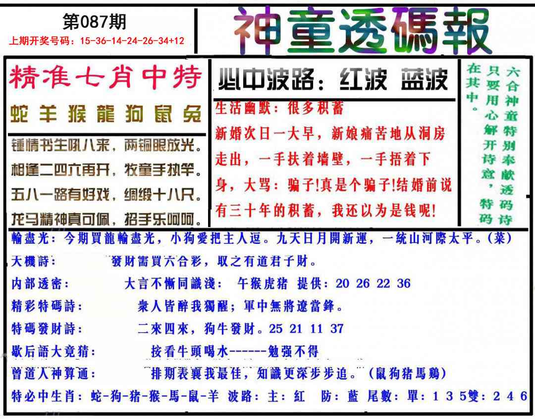 087期神童透码报[图]